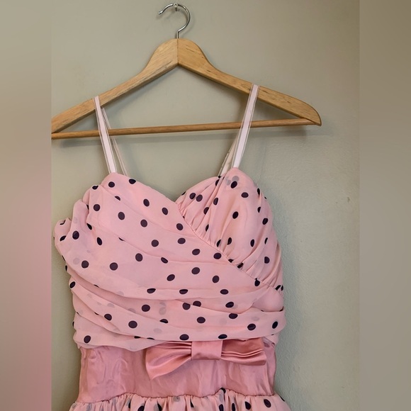 Pink polka dot party dance prom dress summer wedding pretty in pink handmade vtg - Picture 4 of 11